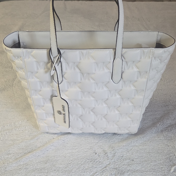 Michael Kors Handbags - Michael Kors White Embossed MK Tote